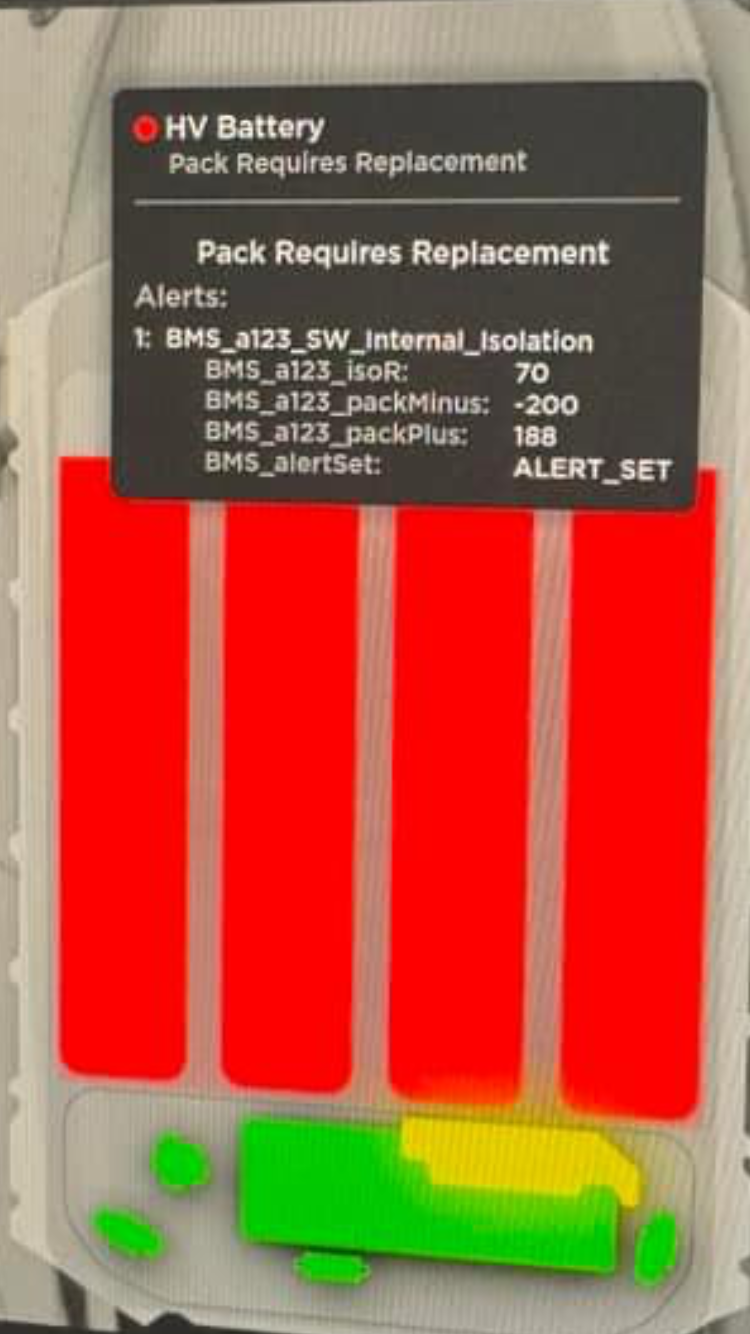 Tesla BMS_f123 "Vehicle may not restart" alert clear