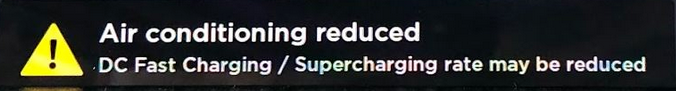 Tesla "Air conditioning reduced" alert clear