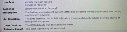 Tesla "BMS_w172 Vehicle may not restart" Alert