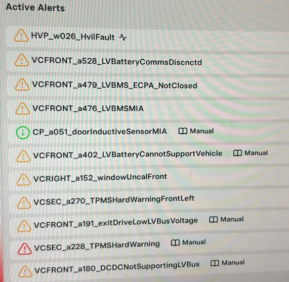Tesla HVP alerts clear (High Voltage Processor)