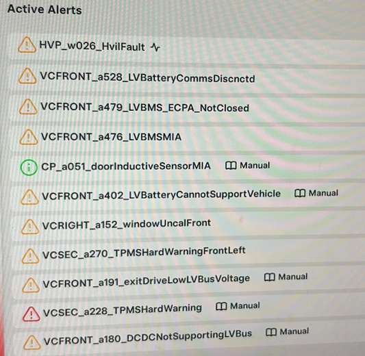 Tesla HVP alerts clear (High Voltage Processor)