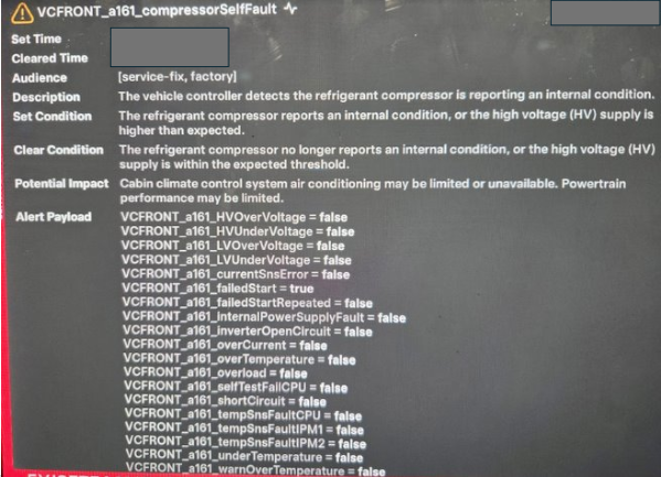 Tesla "Cabin Climate Control System requires service" alert clear