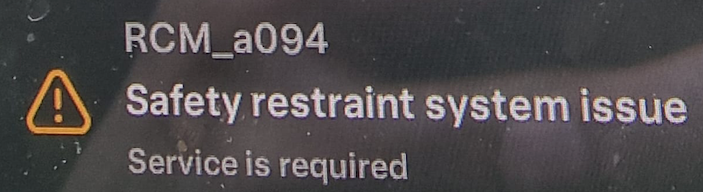 Tesla RCM_a094 alert (Remote diagnosis and support to clear)