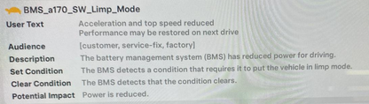 Tesla "BMS_a170" Acceleration and top speed reduced (alert clear)