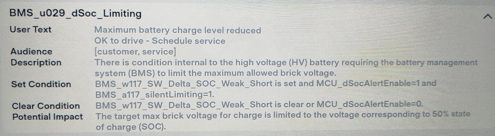 Tesla "BMS_u029" alert clear