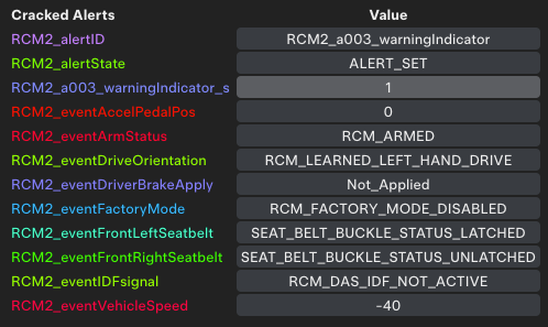 Tesla RCM2_a003 alert clear