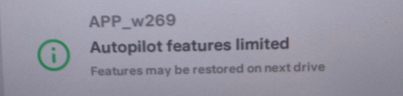 Tesla "Autopilot Cameras Unavailable" alert clear