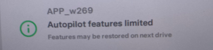 Tesla "Autopilot Cameras Unavailable" alert clear