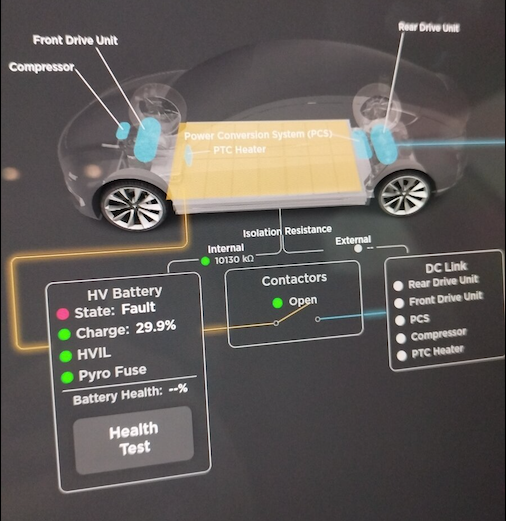 Tesla "BMS_a123_SW_Internal_Isolation" alert clear