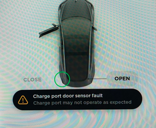 Tesla "Charge port door sensor fault" alert clear