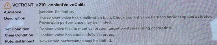 Tesla "Vehicle coolant Level is Low" alert clear